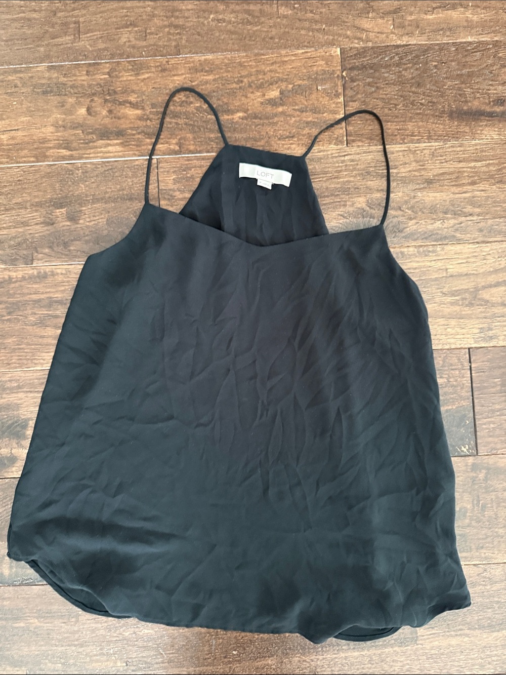 LOFT Black Spaghetti-Strap Silk Camisole